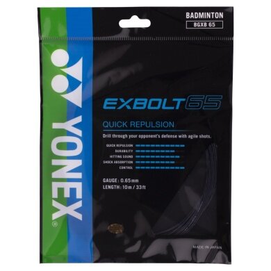 Besaitung mit Badmintonsaite Exbolt 65 (Kontrolle) schwarz