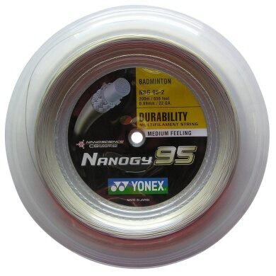 Yonex Badmintonsaite Nanogy 95 (Haltbarkeit+Power) silber 200m Rolle