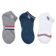 Yonex Sportsocken Sneaker Sport Low Cut weiss/grau/blau Herren - 3 Paar