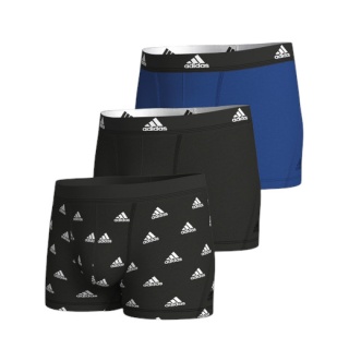 adidas Unterwäsche Boxershorts Trunk Cotton schwarz/blau - 3 Stück