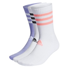 adidas Sportsocken Crew Cushion 3-Stripes (durchgehend gepolstert) violett/weiss - 3 Paar