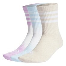 adidas Sportsocken Crew Dip Dyed 3-Streifen Cushioned pink/blau/gelb - 3 Paar