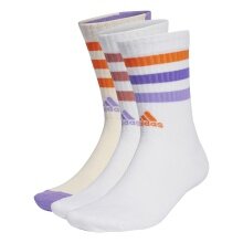 adidas Sportsocken Crew Bold 3-Streifen Cushioned weiss/lila/orange - 3 Paar