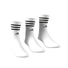 adidas Sportsocken Crew 3-Streifen Cushioned (Fußgewölbeunterstützung, durchgehend gepolstert) weiss/schwarz - 3 Paar