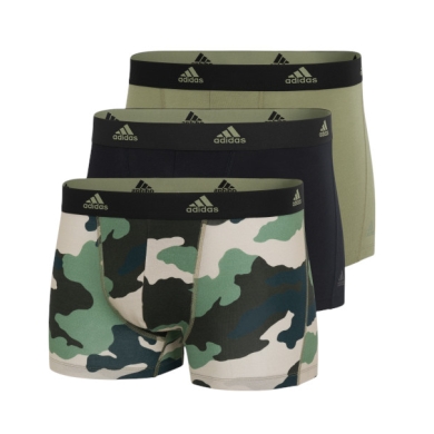 adidas Unterwäsche Boxershorts Active Flex Cotton Trunk (Baumwolle) schwarz/grün/camo - 3 Stück