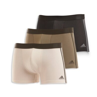 adidas Unterwäsche Boxershorts Trunk Cotton 3-Streifen schwarz/grün/beige - 3 Stück