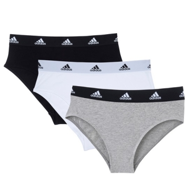 adidas Unterwäsche Slip Bikini (95% Baumwolle) weiss/grau/schwarz Damen - 3 Stück