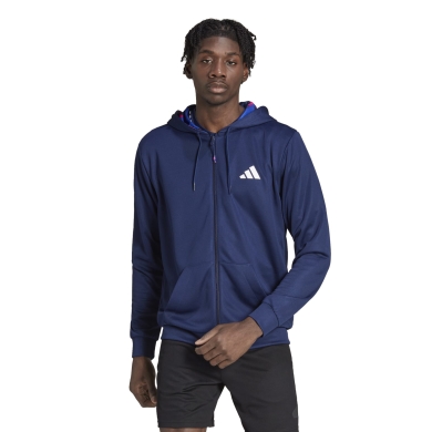 adidas Trainingsjacke Train Essentials Seasonal Training Full Zip (mit Kapuze, atmungsaktiv) dunkelblau Herren