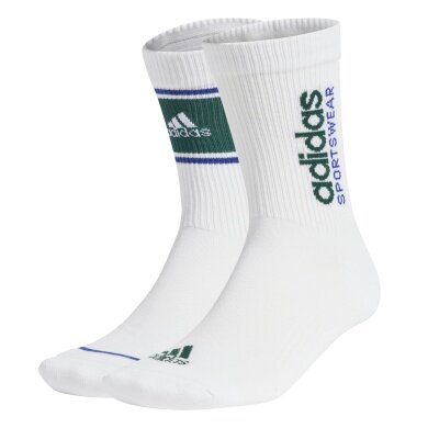 adidas Sportsocken Crew Cushioned Sportswear Logo Graphic (feuchtigkeitsabsorbierende) weiss/grün - 2 Paar