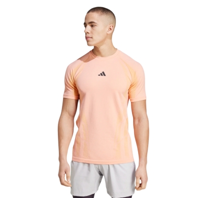 adidas Tennis Tshirt Pro Seamless Aeroready FreeLift (feuchtigkeitsabsorbierend) hellorange Herren