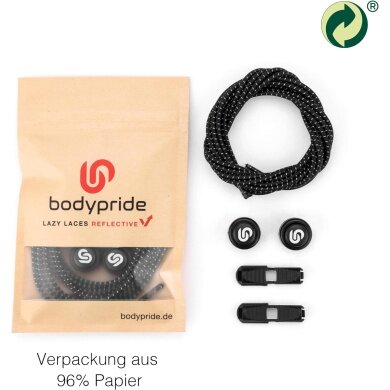 bodypride Schnürsenkel Rund/reflektierend schwarz 120cm - 1 Paar