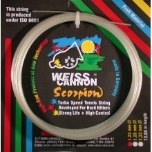 WeissCannon Tennissaite Scorpion (Haltbarkeit+Kontrolle) weiss 12m Set