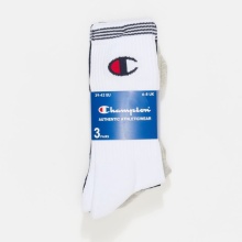 Champion Tennissocken (Baumwolle) Crew Stripes weiss/grau/navyblau Herren - 3 Paar