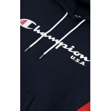 Champion Kapuzenpullover (Fleece Baumwoll-Hoodie) Off Court mit USA-Logo navyblau Herren