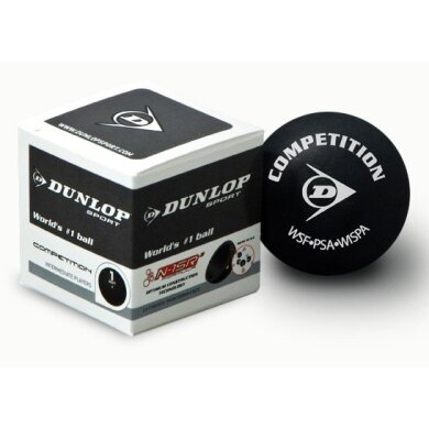 Dunlop Squashball Competition (1 gelber Punkt, Speed langsam) schwarz - 1 Ball