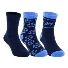 ECCO Tagessocke Crew Play Mid-Cut (Baumwolle, Fussball-Design) skyblau Jungen - 3 Paar