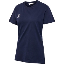 hummel Sport/Freizeit-Shirt hmlGO 2.0 (Bio-Baumwolle, klassisch Design) Kurzarm marineblau Damen