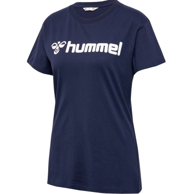 hummel Sport/Freizeit-Shirt hmlGO 2.0 Logo (Bio-Baumwolle) Kurzarm marineblau Damen