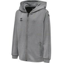 hummel Sport-Kapuzenjacke hmlCORE XK Poly Zip Hood Sweat (Polyester-Sweatstoff) mit Kapuze grau Kinder