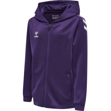 hummel Sport-Kapuzenjacke hmlCORE XK Poly Zip Hood Sweat (Polyester-Sweatstoff) mit Kapuze violett/weiss Kinder