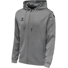 hummel Sport-Kapuzenjacke hmlCORE XK Poly Zip Hood Sweat (Polyester-Sweatstoff) mit Kapuze grau Herren