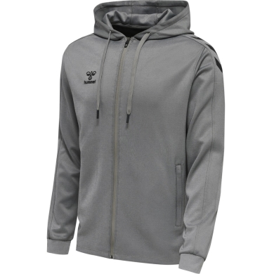 hummel Sport-Kapuzenjacke hmlCORE XK Poly Zip Hood Sweat (Polyester-Sweatstoff) mit Kapuze grau Herren