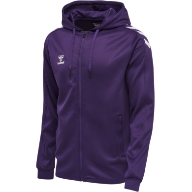 hummel Sport-Kapuzenjacke hmlCORE XK Poly Zip Hood Sweat (Polyester-Sweatstoff) mit Kapuze violett/weiss Herren