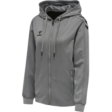 hummel Sport-Kapuzenjacke hmlCORE XK Poly Zip Hood Sweat (Polyester-Sweatstoff) mit Kapuze grau Damen