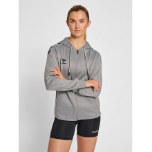 hummel Sport-Kapuzenjacke hmlCORE XK Poly Zip Hood Sweat (Polyester-Sweatstoff) mit Kapuze grau Damen