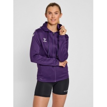 hummel Sport-Kapuzenjacke hmlCORE XK Poly Zip Hood Sweat (Polyester-Sweatstoff) mit Kapuze violett/weiss Damen