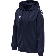 hummel Sport-Kapuzenjacke hmlCORE XK Poly Zip Hood Sweat (Polyester-Sweatstoff) mit Kapuze marineblau Damen