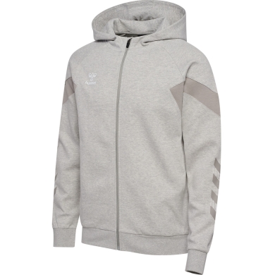 hummel Kapuzenpullover hmlTRAVEL Full-Zip Hoodie (weicher Sweatstoff) hellgrau Herren