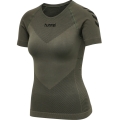 hummel Funktionsunterwäsche Kurzarmshirt Seamless Rundhals nahtlos grün Damen