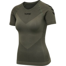 hummel Funktionsunterwäsche Kurzarmshirt Seamless Rundhals nahtlos grün Damen