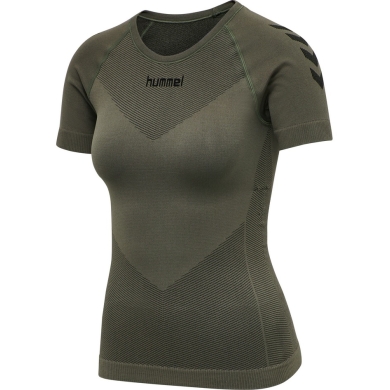 hummel Funktionsunterwäsche Kurzarmshirt Seamless Rundhals nahtlos grün Damen