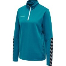 hummel Sport-Langarmshirt hmlAUTHENTIC Half-Zip Sweatshirt (gestricktem Polyester) tealblau Damen