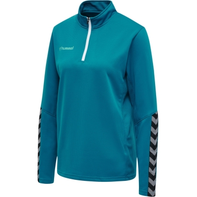 hummel Sport-Langarmshirt hmlAUTHENTIC Half-Zip Sweatshirt (gestricktem Polyester) tealblau Damen