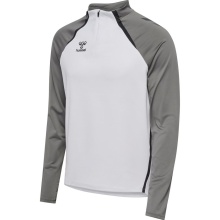 hummel Langarmshirt hmlLEAD 2.0 Half Zip (rec. Polyester, hohe Atmungsaktivität) weiss/grau Herren