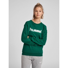 hummel Pullover Basic hmlGO Cotton Sweatshirt Big Logo (Baumwolle) dunkelgrün Damen