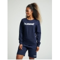 hummel Pullover Basic hmlGO Cotton Sweatshirt Big Logo (Baumwolle) marineblau Damen