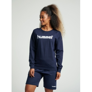 hummel Pullover Basic hmlGO Cotton Sweatshirt Big Logo (Baumwolle) marineblau Damen