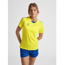 hummel Sport-Shirt hmlCORE XK Poly Jersey (robuster Doppelstrick) Kurzarm gelb/blau Damen