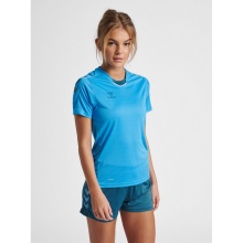 hummel Sport-Shirt hmlCORE XK Poly Jersey (robuster Doppelstrick) Kurzarm blau Damen