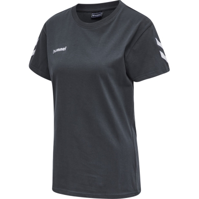 hummel Sport/Freizeit-Shirt hmlGO Cotton (Baumwolle) Kurzarm dunkelgrau Damen