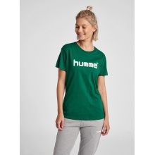 hummel Sport/Freizeit-Shirt hmlGO Cotton Big Logo (Baumwolle) Kurzarm dunkelgrün Damen