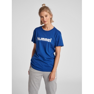 hummel Sport/Freizeit-Shirt hmlGO Cotton Big Logo (Baumwolle) Kurzarm dunkelblau Damen