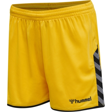 hummel Sporthose hmlAUTHENTIC Poly Shorts (leichter Jerseystoff, ohne Seitentaschen) Kurz gelb/schwarz Damen