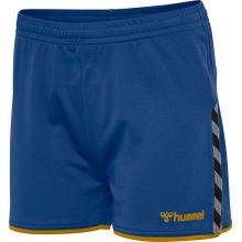 hummel Sporthose hmlAUTHENTIC Poly Shorts (leichter Jerseystoff, ohne Seitentaschen) Kurz blau/gelb Damen