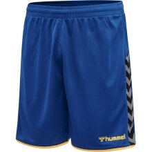 hummel Sporthose hmlAUTHENTIC Poly Shorts (leichter Jerseystoff, ohne Seitentaschen) kurz blau/gelb Herren