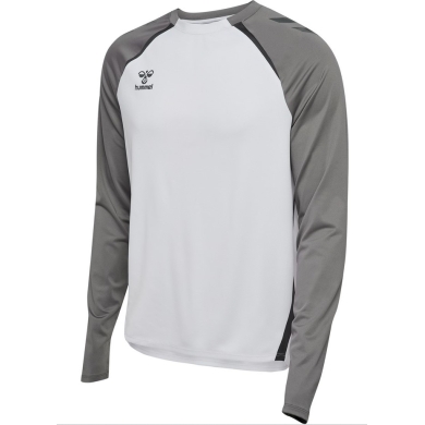 hummel Sport-Langarmshirt hmlLEAD 2.0 Crew Sweat (atmungsaktiv) weiss/grau Herren